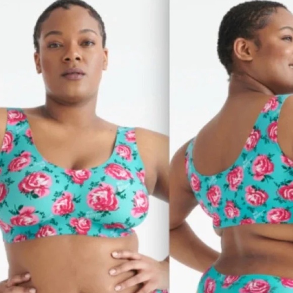 🌟HOST PICK🌟 Knix x Betsey Johnson LuxeLift Pullover Bra Sz S in Teal Rose Fête - Picture 2 of 8